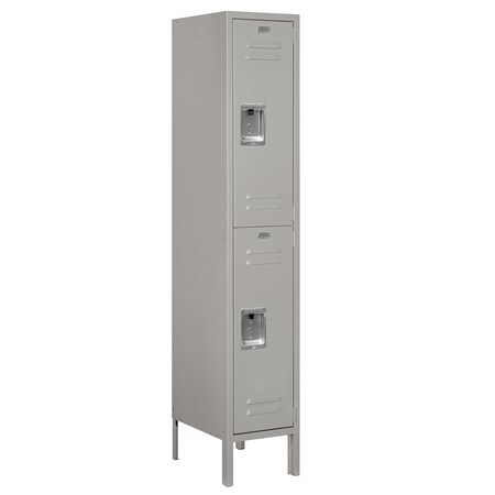 Salsbury Industries Wardrobe Locker, 12" W, 15" D, 66" H, (1) Wide, (2) Openings, Gray 62155GY-A